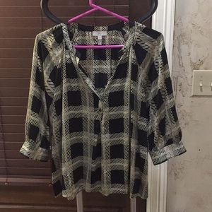 Joie black and cream silk top